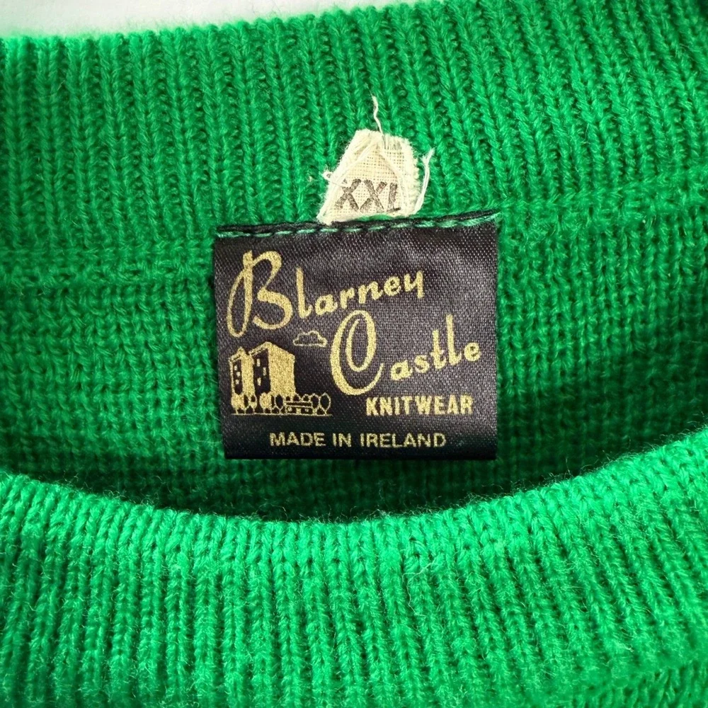 Blarney Castle Knitwear Shamrock Sweater Green Navy White Mens XXL Ireland